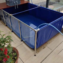 Aquarium Pool Pond, Canvas Fish Pond with Drain Valve, Clear Viewing Panel and 32mm Enlarged Water Outlet, Easy Drainage and Not Easy to Deform, for Emergency Water Supply and Drought Resistance