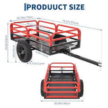 Heavy Duty Utility Trailer, 1500 LB Capacity, 15 Cu.Ft ATV Trailer Pull Behind with Removable Sides & All Terrain Tires, Lawn Tractor Dump Cart for Garden Yard, Red