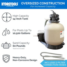 HYDROTOOLS by SWIMLINE 71405HCK 14 Inch Sand Filter Combo with Connection Kit for Soft Sided Pools | Compatible with Intex Bestway Polygroup | 0.5 HP (0.43 THP) Pump 2400 GPH | 60 Pound Sand Capacity