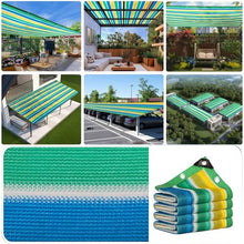 ZMNXAS 95% Sun Shade Mesh,Sunscreen Fabric,Patio Privacy Screen,UV Blocking Awning, Colorful Striped Sun Shade Mesh with Rope Loop for Outdoor Pergola,Patio,Garden Deck(33x131ft(10x40m))