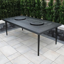 Oakland Living Modern Outdoor Mesh Aluminum Black 84-in Rectangle Large Patio Dining Table with Two Lazy Susans