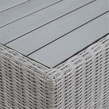 Afuera Living Outdoor Patio Coffee Table, 32" W, Light Gray UV-Resistant Wicker Rattan, Powder-Coated Aluminum Frame, Wood-Like Top, Durable Water-Resistant Design for Backyard, Porch, or Poolside Use