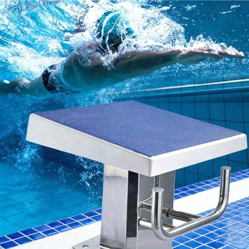 19.7 Inch Pool One Step Diving Starting Block and Swimming Competition Jumping Platform with Backstroke Handle,Loading 250kg/550lbs,Anti Slip Outside Inclined at 15° Diving Board B
