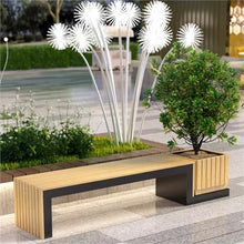 XJOYSL7921 Planter Box with Bench Landscape Planter Box with Public Bench Seat Combined