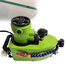 WEIMILOR Portable Small Glass Edger, Electric Glass Edging Machine, DIY Diamond Glass Art Corner Grinding Edging Machine, Polish Edge Machine for Plane,Curve, Rounded Corner w/8 Diamond Wheels,Green
