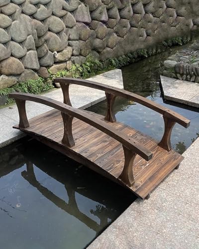 ZIMGOD 4.5ft 6ft Long Pond Bridges for Outdoor, Rustic Garden Bridges Pond Decor, Heavy Duty Footbridge for Yard Lawn Patio, Garden Walking Bridge Pathway(140cm (4.6ft))
