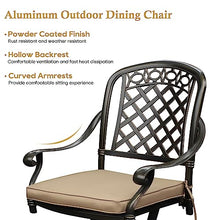Sumshadow Cast Aluminum Outdoor Swivel Dining Chairs, All-Weather Patio Swivel Rocker Chair Sets with Cushion for Garden, Backyard, Poolside, Bistro (Khaki, 6 Pieces)