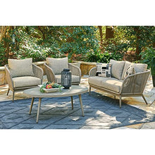 Signature Design by Ashley Swiss Valley Bohemian Outdoor Loveseat with Cushion Light Brown