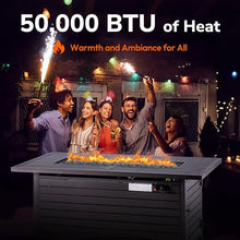 Hexago 57" Propane Fire Pit Table, 50,000 BTU Outdoor Gas Fire Pit, 2-in-1 Rectangular Firepit with Lid, ETL Certified for Garden, Backyard, Patio Gatherings, Mocha