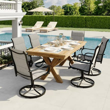 Garvee Patio Swivel Chair Set of 8 Outdoor Dining Chairs Padded Khaki