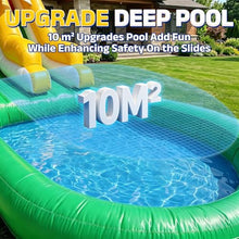 26.3FT Commercial Grade Inflatable Water Silde for Kids Adults, Heavy Duty PVC Adult Water Slides with Big Airtight Water Pool, Adult tWaterslide with 1100W Blower for Outdoor (Green&Yellow, 26.5FT)