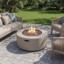 Merax 32 Inches 40,000 BTU Round Iron Propane Fire Pit, Light Grey