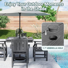 Pamapic 5 PCS Outdoor Dining Set HDPE Table and Chairs with Umbrella Hole Grey