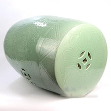 JOYNOW Ceramic Garden Stool Decorative Garden Stools Handmade Green Glaze Color Glaze Embossed Copper Coins Porcelain Stool Cooler Stool Home Furnishing Items Garden Stool Ceramic(A)