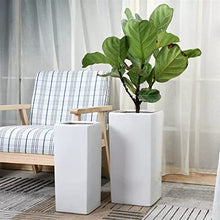 Flower Pot Ceramic Planter Rectangle Plant Pot Large Cube Garden Flower Pot for Outdoor Commercial Residential Tall Plant Patio Deck and Backyard, White House Plants, Succulents, Flowers