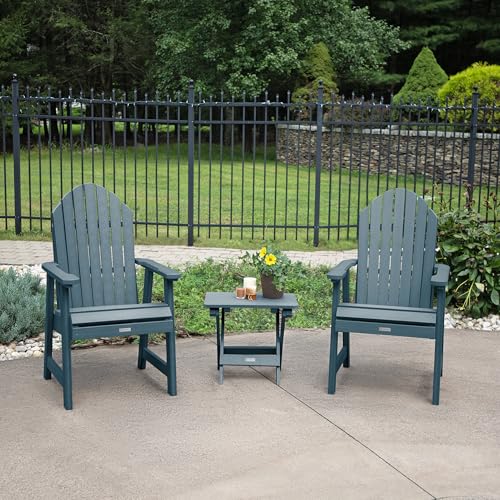 Highwood AD-KITCHDA1-NBE The Adirondack Collection Hamilton Deck Set with Folding Side Table, Nantucket Blue