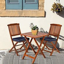 YWangQiang 3PCS Patio Folding Wooden Bistro Set Cushioned Chair Conversation Table Chair Seat Cushion