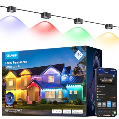 Govee Permanent Outdoor Lights Pro, 150ft with 90 RGBIC LED Lights, Black