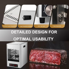 1700w Stainless Steel Automatic Steak Broiler,Electric Steak Broile W/Glove,Small Home Camping Oven Steak Cooker Machine -Touch Button/800℃ High Temperature/8-Layer Grill/Timer 30 Min,B