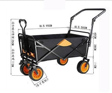 Trolley Cart Outdoor Folding Utility Wagon Garden Foldable Wagon Cart with Brake and Adjusting Handle Camping Cart Garden Wagon