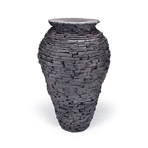 Aquascape Large Stacked Slate Urn Fountain Gray 56.5 Inches Tall