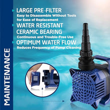 Alpine Corporation 8000 GPH Submersible Water Pump — Quiet 540W Heavy-Duty Motor, 33-ft Cord & 26-ft Lift — Multi-Angle Flow for Ponds, Waterfalls & Fountains — Durable Outdoor Performance