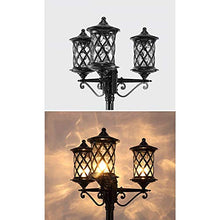 SDdPulse Street High Pole Light 3-Lights Retro Outdoor Path Glass Post Light European Ip55 Waterproof Garden Lawn Aluminum Column Lamp Park Community Pillar Light Stadium,Brass_Height 2.4m