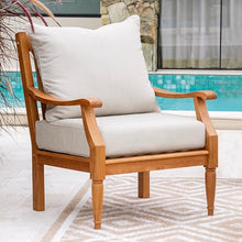 Cambridge Casual Venice Teak Wood Patio Conversation Set of 4 with Beige Cushion, Indonesian Teak Wood, Weather-Resistant Patio Furniture Set with Loveseat, 2 Club Chair, and Coffee Table