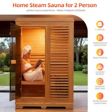 amocane Wood Steam Sauna with WiFi Control, 2-3 Person Canadian Hemlock Home Sauna Traditional Luxurious Wooden Indoor Spa with 3.5KW Harvia Heater, Speaker, Rocks, Bucket (51.2"x41.34"x74.8", 220V)