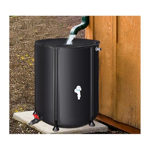 GPDJHRTI Rainwater Barrels, Foldable for Storage, Top Cover with Filter Mesh, Tough Fabric(Black,1000L)