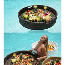 JDXQBLD 31"/47" Floating Serving Tray, PE Rattan Woven Pool Floats Breakfast Basket, with Double Handle, Pool Party Drinks and Snacks Table Bar, for Hot Tub, Sandbar, Spa, Beach