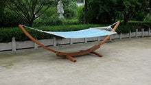 Arched Double Wide Wooden Hammock Swing Day Bed with Quilted Hammock
