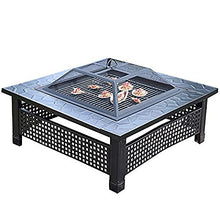 Fire Pit BBQ Grill Fire Bowl Outdoor Square Pit Bowl Grill Fireplace with 1 Set Barbecue Tools 86Cm Barbecue Pit for Patio Picnic Garden Backyard