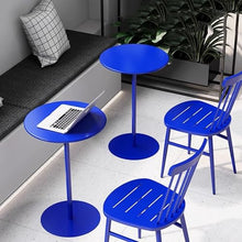 Failjierue Blue Round Bistro Table with Installation Kit - 36 Inch High Bar Counter Pedestal Dining Coffee Table for Pub, Club, Balcony & Outdoor | Easy Assembly(40x62cm)