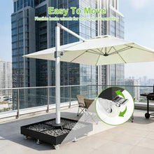 Carbon Steel Square Rolling Umbrella Base Stand 1100LBS Capacity Base Outdoor Umbrella Base with 4 Lockable Wheels for Garden Backyard Deck Poolside