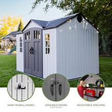 Lifetime Dual Entry Outdoor Storage Shed, 10x8 Ft, Gray, Resin Tool Shed with Double Doors, HDPE
