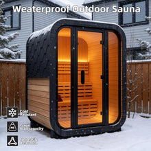 amocane Outdoor Steam Sauna 2 Person, Canadian Hemlock Sauna Spa with 4.5KW ETL Sauna Heater, Traditional Backyard Cube Wooden Sauna with 8mm Tempered Brown Glass, 0-195℉