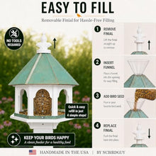 Large Octagon Wild Bird Feeder Solid Cellular PVC Verdigris Copper Roof Made in The USA (SF18V) (White, 4"x4" Mount)