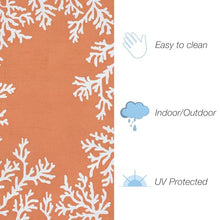 Liora Manne CAPRI Indoor/Outdoor Handmade Area Rug - Coastal Beach Accent Coral Border Orange 8'3" x 11'6