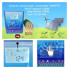 3000W MPPT Hybrid Solar Wind Charge Controller 12V 24V 48V PV Wind Turbine Regulator for Lifepo4 Lithium Gel Lead Acid Battery,Enables Efficient Charging(Wind 800W Solar 800W,Auto 12V24V)