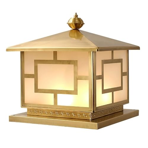MVUYO Outdoor Column Head Lamp E27 Glass Shade Wall Sconces with Corridor Villa Patio GardenWireless Security for Living Room Bedroom Stairs(15.7in)