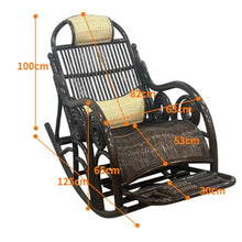 Natural Handmade Rattan Balcony Rocking Chair, Extendable Footrest, Suitable for Living Room Balcony and Garden(Brown,125 * 100 * 63cm)