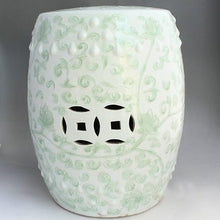 JOYNOW Ceramic Garden Stool Decorative Garden Stools Carved Tangle Pattern Drum Stool Porcelain Stool Dressing Stool Furniture Shoeshine Stools Garden Stool Ceramic