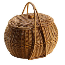 ASWRTYJO Imitation Vine Weaving Vegetable Basket Carrying Basket Picnic Basket Weaving Water Fruit Basket(E)