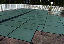 GLI Pool Products HyPerLite Rectangular Safety Cover 14x28 FT with Kleen Screen Drain Green