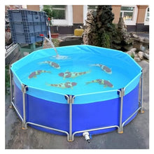 Pool Above Ground, Canvas Fish Pond Pool with Metal Bracket Round Large Fold Aquarium Children's Pool Fish Tank for Koi Culture Agricultural Irrigation (Color : Blue, Size : 2x1m)