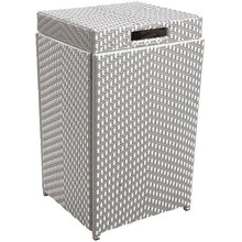 Furniture of America Azur Outdoor Aluminum/Wicker Loveseat, Storage Bench & Trash Can 3PC Set Grey