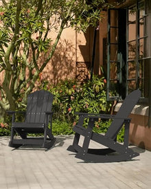 YEFU Adirondack Rocking Chair Set of 2, All-Weather Resistant, Black