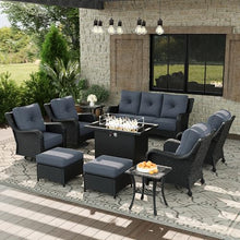 Aeeiua 10 Piece Patio Furniture Set with Fire Pit Table