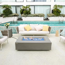 Meteora Concrete Fire Pit 55.9" x 31.9" Outdoor Patio Firepit Includes Fire Glass Modern Fire Pits & Outdoor Fireplaces for Garden, Deck, Indoor & Outdoor Heating